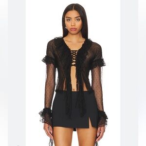 Jaded London Flamenco Frill Tulle Blouse - Black